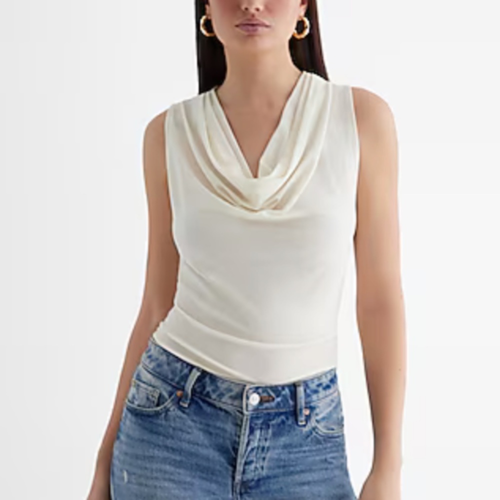 EXPRESS White Cowl Neck Tank NWT size XL